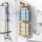 Liuoud Towel Rack for Bathroom, Wall Mounted Vertical Rolled Towel Storage Organizer Holder with Shelf, Holds Up 6 Large Bath Sheets, Gold Large Size - Image 7