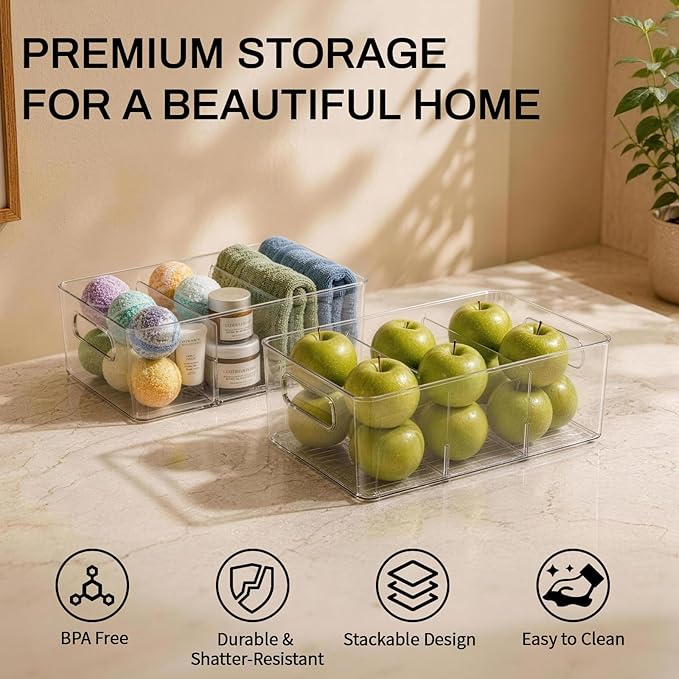 Mpotmiy 6-Pack Pantry Organizers and Storage, Clear Fridge Organizer Bins - Image 2