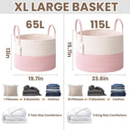 JMvicyroam 115L Extra Large Machine Washable Cotton Rope Blanket Basket - Image 3