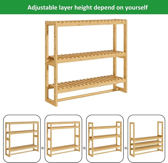 RRX Bathroom Shelf Storage Organizer, Shelf 3-Tier Adjustable Layer, Beige - Image 7
