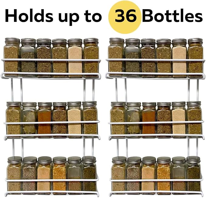 Evelots 2-Pack 3-Tier Spice Rack Organizer Door/Wall Mount Holds 36 Bottles - Image 5