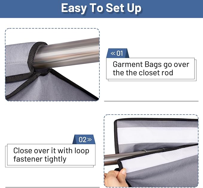 SLEEPING LAMB 35" Garment Bags for Hanging Clothes Storage, Sealed Completely Clothing Rack with Cover with Zipper Clear PVC Window Coat Cover for Closet, Sweaters, Suits protector, 2 Packs, Grey - Image 6