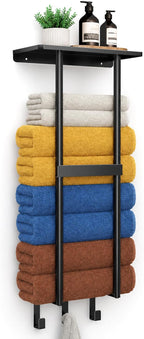 Kitsure Wall Mounted Towel Rack, Metal Towel Holder with Shelf, 29.3" H by Kitsure