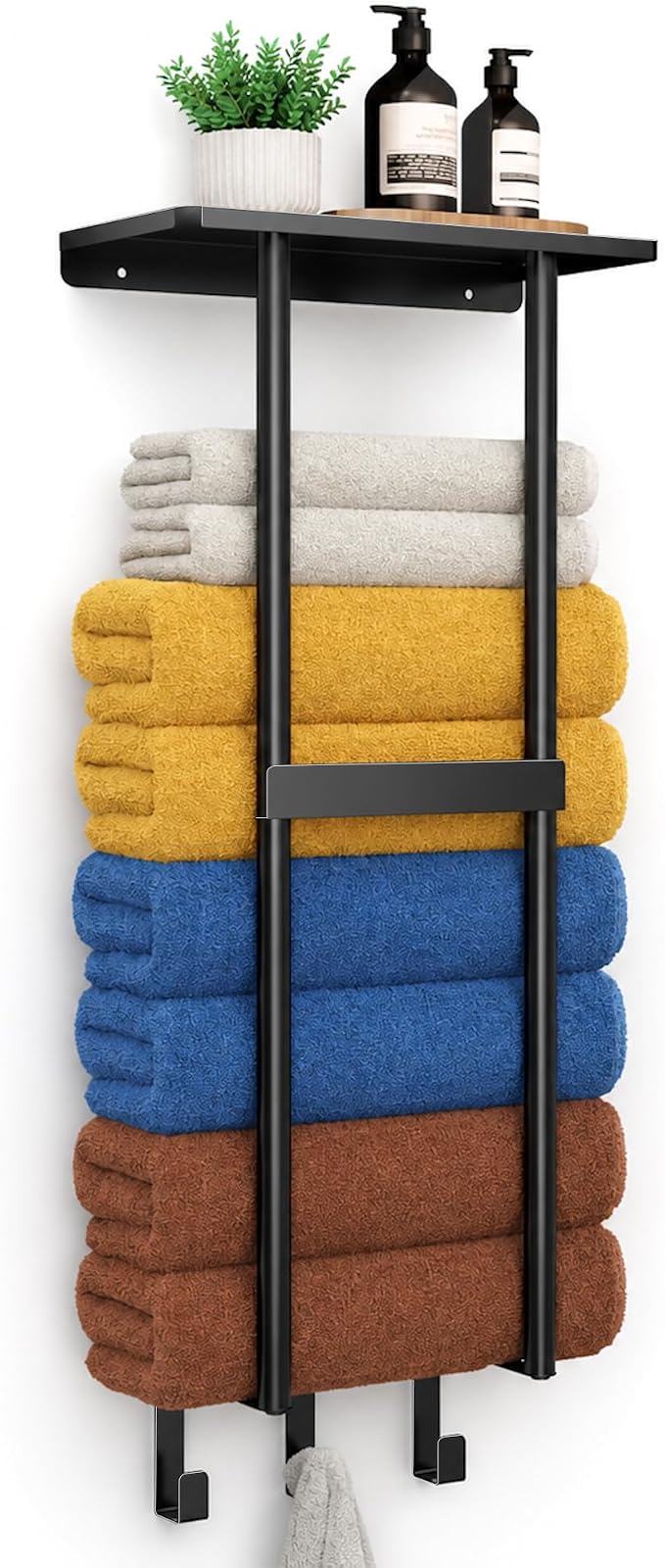 Kitsure Wall Mounted Towel Rack, Metal Towel Holder with Shelf, 29.3" H by Kitsure