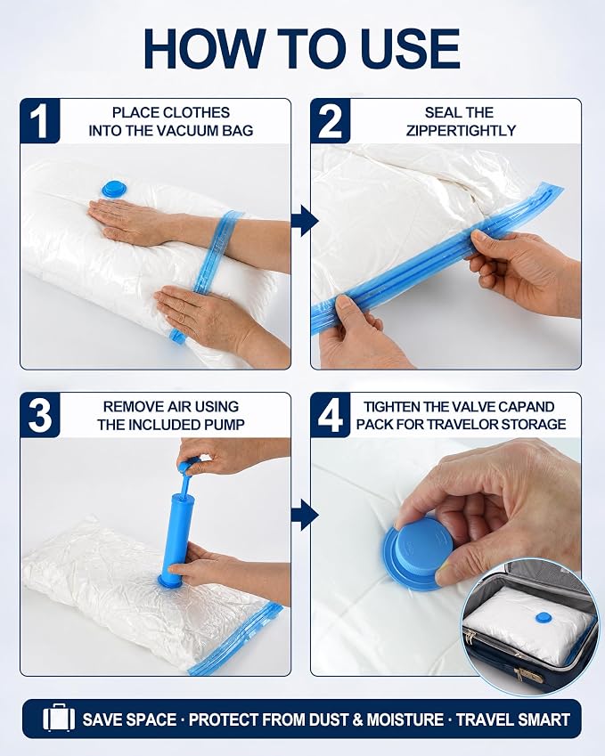 7-Pack Small Vacuum Storage Bags for Travel - Image 6