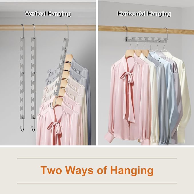 Sindax Space Saving Hangers Telescopic, 6 Holes Clothes Hangers Adjustment to 9 Holes, Upgraded Sturdy Metal Clothes Hangers Space Saving for Heavy Clothes, Closet Organizers and Storage - 5 Pack - Image 6