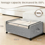 Under Bed Storage with Wheels, 2 Pack Under Bed Storage Containers, 10.6 inches Tall Underbed storage bins on Wheels, Rolling Under the Bed Metal Drawers for Clothes, Blankets, Shoes (XXXL, 90L) - Image 2