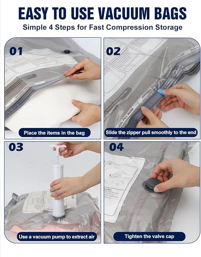 Fantictas Vacuum Storage Bags with Hand Pump, 10 Pack, 27.6 x 19.7 in - Image 5