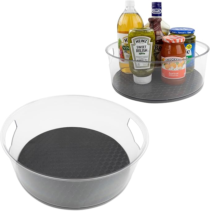 Spectrum Extra Large High Wall Turntable 12.25 in Charcoal Gray XL Tall Lazy Susan Rotating Organizer for Kitchen Countertop Table Bathroom Cabinet Refrigerator Pantry Shelf Under Stink Organization by Unknown