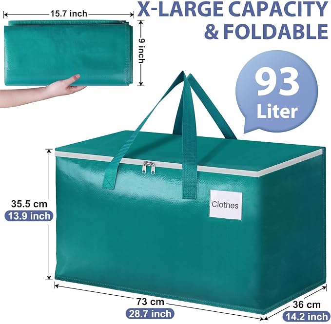 StorageRight Moving Bags, Moving Boxes, 93L 10-Pack Sotrage Totes, Green - Image 2