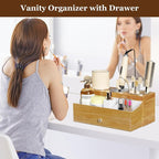 GFWARE Hot Hair Styling Tool Organizer with Drawer & 3 Cooling Cups, Wood - Image 3