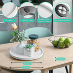 10" Wood Lazy Susan Turntable Organizer, Lazy Susan for Table Top Cabinet Dining Pantry Countertop Cupboard Organization, Decorative Tray for Kitchen Bathroom Decor Coffee Bar Accessories, White - Image 3