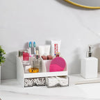 Bathroom Counter Sink Vanity Organizer Countertop with Drawers, White A - Image 5