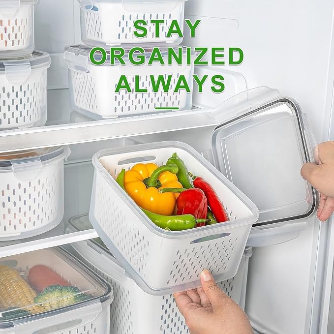 Freshmage Fruit Storage Containers for Fridge with Removable Colander 10 - Image 5