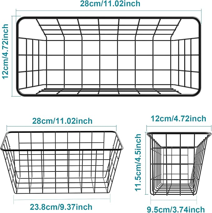 MaraFansie Over the Cabinet Door Organizer Wall Wire Baskets Hanging Kitchen Basket Shelf for Cabinet & Pantry Organization and Kitchen, Bathroom, Bedroom Storage, with Adhesive, 4 Pack - Image 6