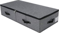 Under Bed Storage Bins with Lids, Closet Organizers, Foldable Under-bed Storage Baskets for Sheets, Clothes, Quilts, Sweaters, Wrapping Paper, 35x16.5x7inch, Black Gray, 1PCS by Omygarden
