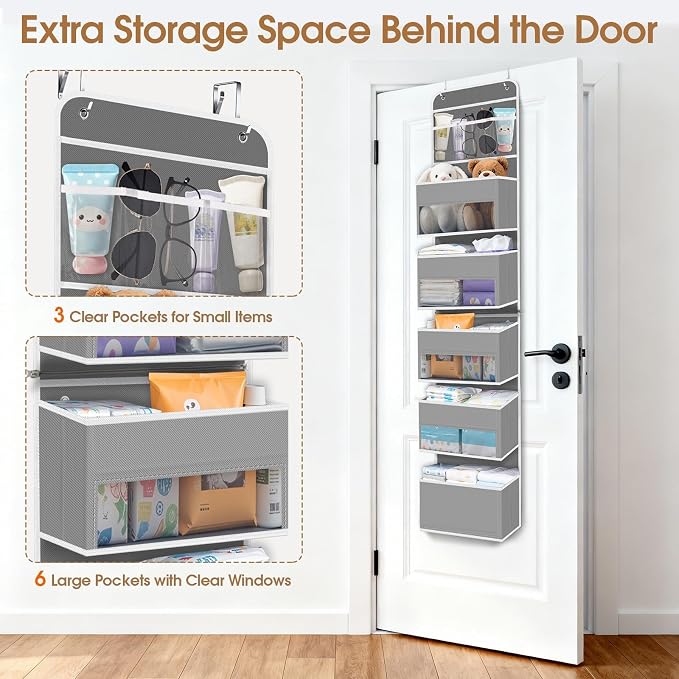 Over The Door Organizer Storage behind Door Hanging Organizer for Nursery - Image 4