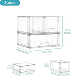 Vtopmart Clear Stackable Storage Drawers, 3 Pack Wide Organizer Set - Image 3