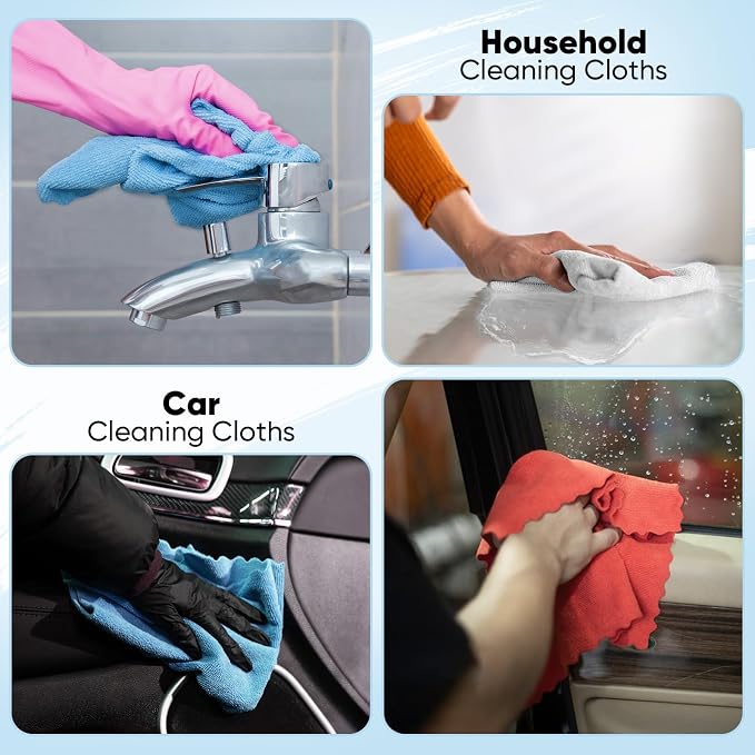 Orighty Microfiber Cleaning Cloths, 75 Sheets Shop Towels, Reusable Paper Towels Shop Rags, Washable Microfiber Towel Roll Cleaning Rags for Cars, House, Kitchen, 11.5’’ x 11.5’’, Red - Image 7