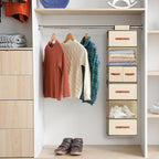 Hanging Closet Organizer 6-Shelf, Upgrade Closet Organizers and Storage with 5 Removable Drawers & 4 Side Pockets, Hanging Shelf Organizer for Closet or Garment Rack, 12.6'' x 12.6'' x 44.1'', Beige - Image 2