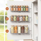 Mystozer 5 Pack Spice Rack Seasoning Organizer Wall Mount, Screw or Adhesive Hanging Shelf Basket Spice Organizer Pantry Organizers Shelf for Kitchen Spice Organization for Cabinet (Silver) - Image 3