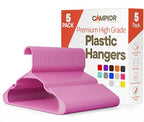 Pink Plastic Hangers 5 Pack– Heavy-Duty Plastic Hangers Slim and Space-Saving, Durable and Lightweight PP with Non-Slip Shoulder Notches for Slip Dresses, Suits, Jackets & Camisoles by Campior