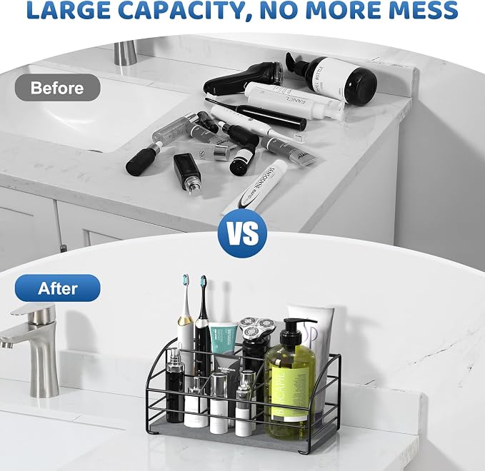 Luxspire 5 Slots Toothbrush Holders with Diatomaceous Earth Tray, Black - Image 5