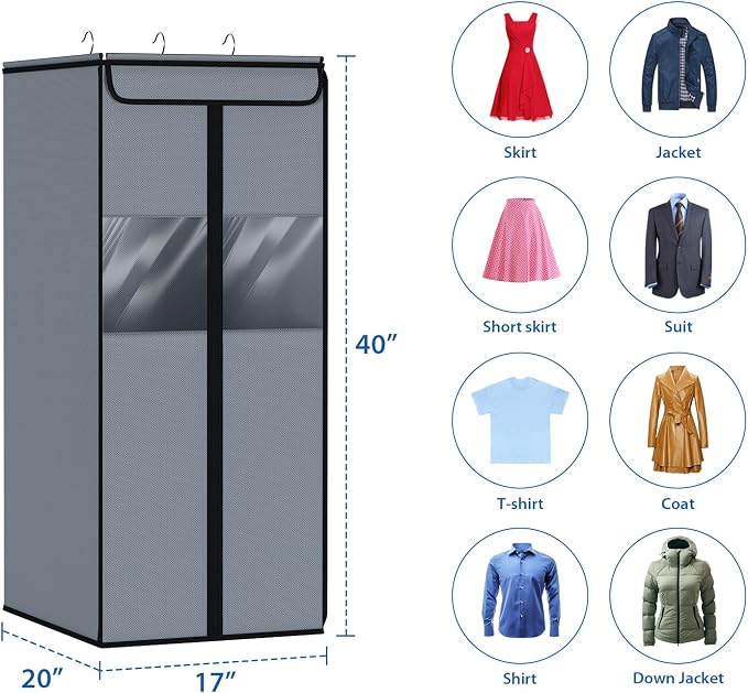 Zilink Suit Bags for Closet Storage Hanging Garment Bag 40 in, Grey, 2 Pack - Image 4