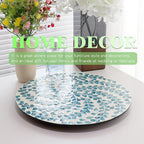 13.8" Mother of Pearl Lazy Susan Turnable Organizer, 360 Degree Round Table Countertop Decorative Spinning Tray for Kitchen Cabinet Counter Spice Pantry Dinner Table (Blue Wicker) - Image 3