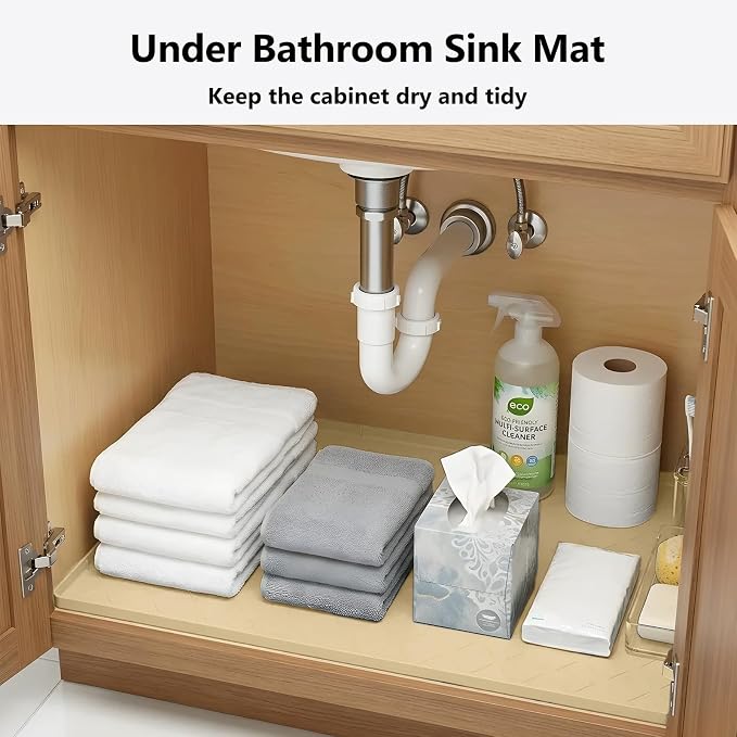 Mateeylife Under Sink Mat Kitchen Waterproof, Silicone Sink Tray 22"X19" - Image 5
