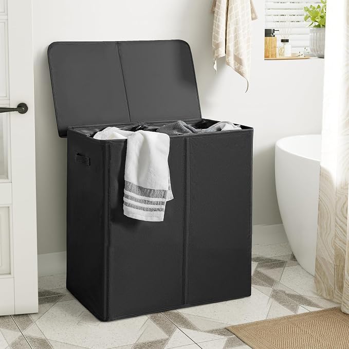 WOWLIVE 140L Double Laundry Hamper 2 Section with Lid and Removable Bags - Image 2