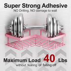 Liuoud Corner Shower Caddy, 5 Pack Adhesive Stainless Steel Organizer, Pink - Image 4