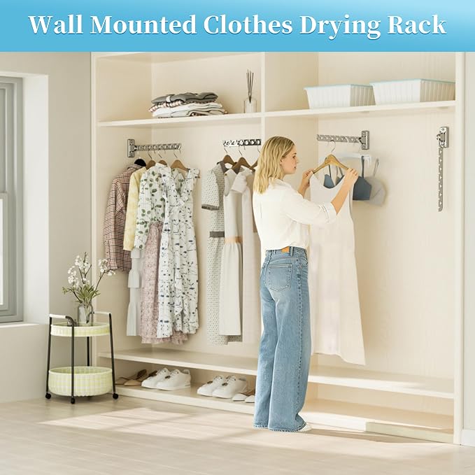Alise Clothes Drying Racks Wall Mounted Coat Hangers,Polished Chrome,2 Pcs - Image 2