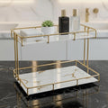 2-Tier White Marble Bathroom Countertop Organizer – Glass Shelves & Gold Metal Frame, Elegant Vanity Storage Shelf for Perfume, Skincare, Makeup & Toiletries by L%C3%A9azora