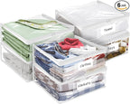 Plastic Storage Bags with Easy-Glide Zipper, Pack of 6, Durable Clear Vinyl Zippered Storage Bags for Clothes Sweaters Comforters Blankets Sheets Bedding (15.7 x 13.8 x 3.9 Inch, Transparent White) by Kikerike