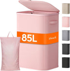 Lifewit 85L Large Laundry Basket with Lid, Laundry Hamper with Plastic Handles and Removable Bag, Foldable Tall Dirty Clothes Hampers for Laundry for Laundry Room, Bedroom, Bathroom, Dorm, Pink by Lifewit