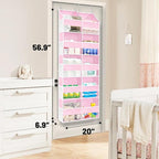 Ofiray-home Pink Over The Door Organizer 5 Tiers, Extra Large Behind Door Storage of 10 Compartments, 50 lbs Weight Capacity Over The Door Storage for Closet, Diaper Organizer - Image 5