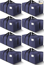 HOMESURE Supports 200lbs Heavy Duty Moving Bags - Strong Zipper & Wrap-Around Handles - Water-Resistant Storage Totes, Durable Alternative to Moving Boxes - 8 Pack - Blue by HOMESURE