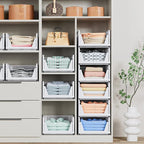 caktraie 8 Pack Stackable Closet Storage Basket - Stackable Storage Bins | Multifunctional & Foldable Closet Organizer Waterproof, Wardrobe Cupboard Space-Saving Storage Drawer Organizer - Image 4