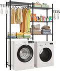 VEVOR Over The Washer and Dryer Storage Shelf, 5 Tier Laundry Room Drying Rack with Hanger Rod and Hooks, Adjustable Over Washer and Dryer Shelves, Laundry Room Shelf Storage Space Saver, Black by VEVOR