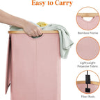 Lifewit 80L Large Laundry Basket with Lid, Removable Bags, Pink - Image 6