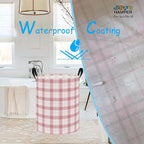 NTAOHAMPER Laundry Hamper, Waterproof Storage Bin, Baby Nursery Hamper, Clothes Organizer Basket, Room Decor (Pink Plaid) - Image 3