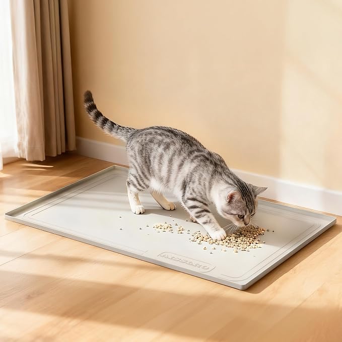 Under Sink Mat 34" X 22", Waterproof Silicone Cabinet Kitchen Liner, Beige - Image 6