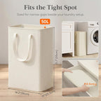 Lifewit Slim Collapsible Laundry Basket with Handles, 50L, Ivory - Image 4
