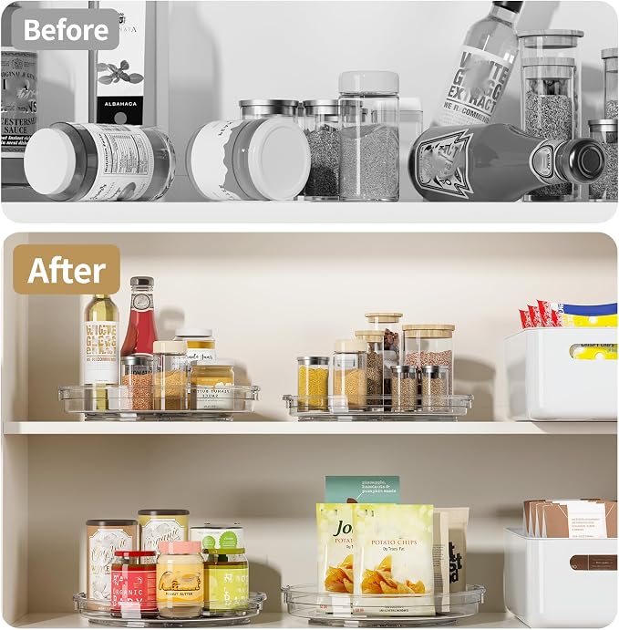 LAMU 3 Pack 10.6'' Lazy Susan Organizer Turntable for Cabinet, Pantry Organizers and Storage, Rotating Condiment Organizer for Kitchen, Table Top, Fridge, Countertop, Spice Organization - Image 7