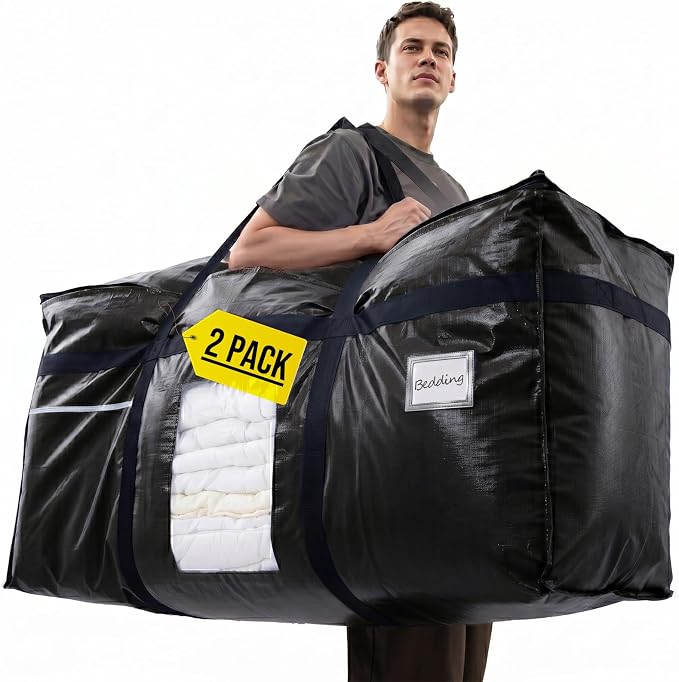 TAILI 1 Pack XXL Storage Bags with Visible Window and Handy Pocket,Black - Image 9