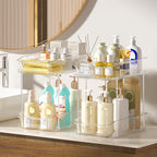 Delamu 2-Tier Under Sink Organizers and Storage, Multi-Purpose Stackable Bathroom Cabinet organizers, Pull Out Kitchen Pantry Organization and Storage with Dividers(3 Pack, Clear) - Image 6