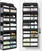 Yecaye 5-Tier Over The Door Organizer Dual-Column, 80lbs Load Over the Door Storage of 10 Compartments, Heavy Duty Door Organizer Hanging for Bedroom Closet Nursery Bathroom Pantry, Black, 2 Pack by Yecaye