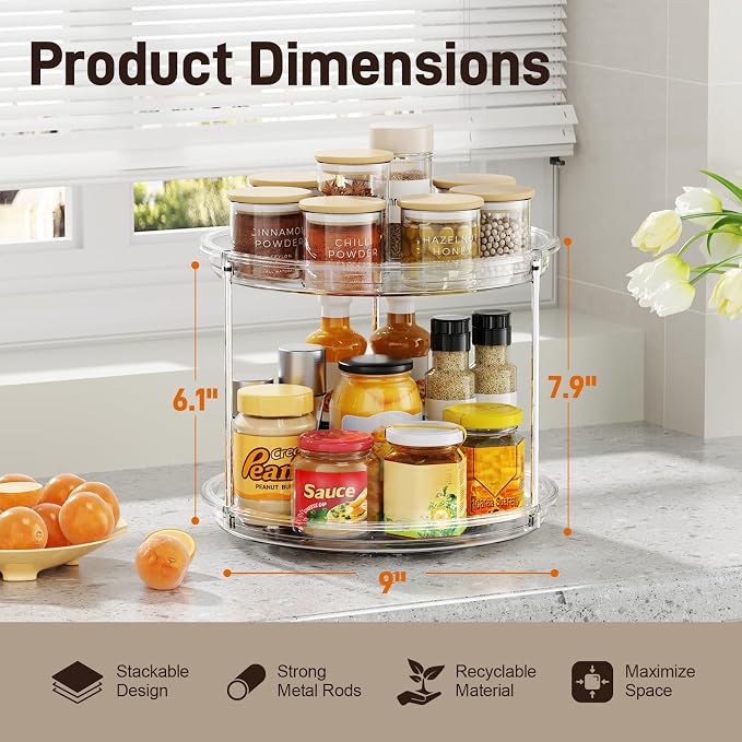 360° Rotating Makeup Organizer Skincare Organizer Countertop Clear - Image 7