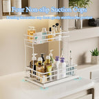 2 Pack Under Sink Organizers and Storage, 2 Tier Pull Out Cabinet Organizer, Metal Sliding Drawer Storage for Kitchen Bathroom, White - Image 3